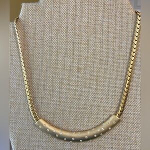 Status Gold Tone Collar Necklace‎ with Stones Accent